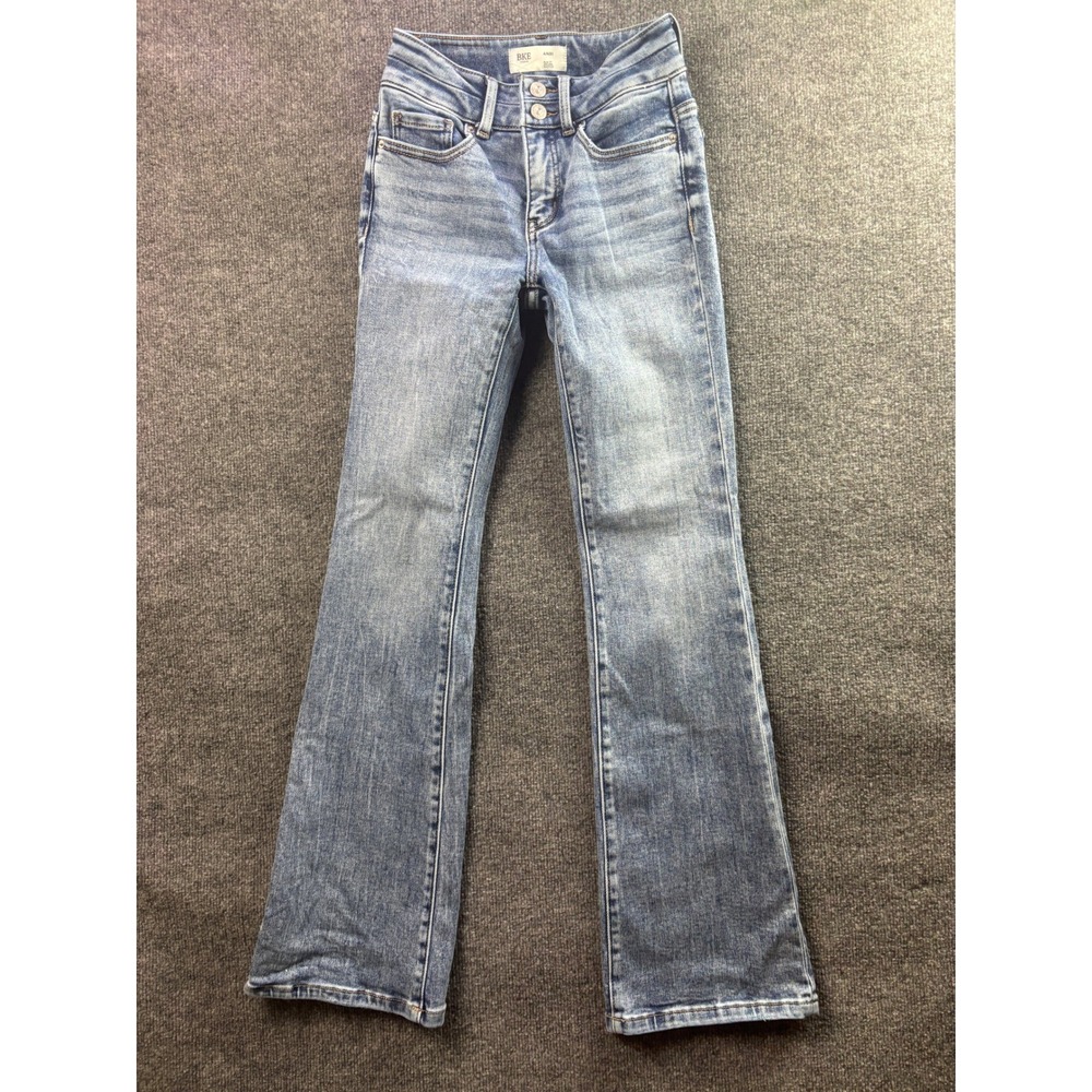 BKE Andi Bootcut Jeans Womens 23 Blue Slim Fit Mid Rise Stretch Denim
